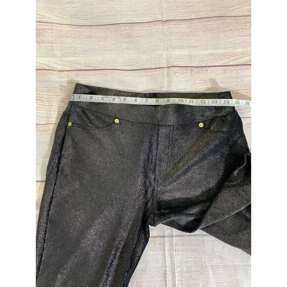 Michael Michael Kors Women's Metallic Black/Gold Foil Leggings - Medium - Picture 8 of 14